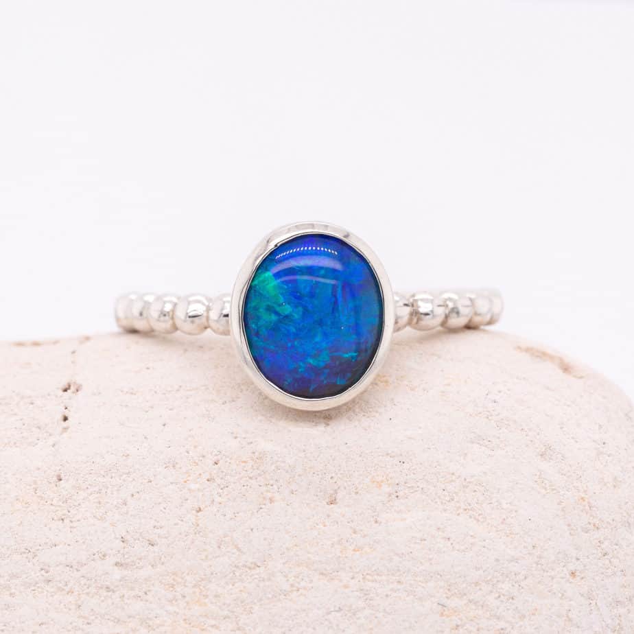 Tatiana Ring Sterling 1.30ct Dark Crystal Opal