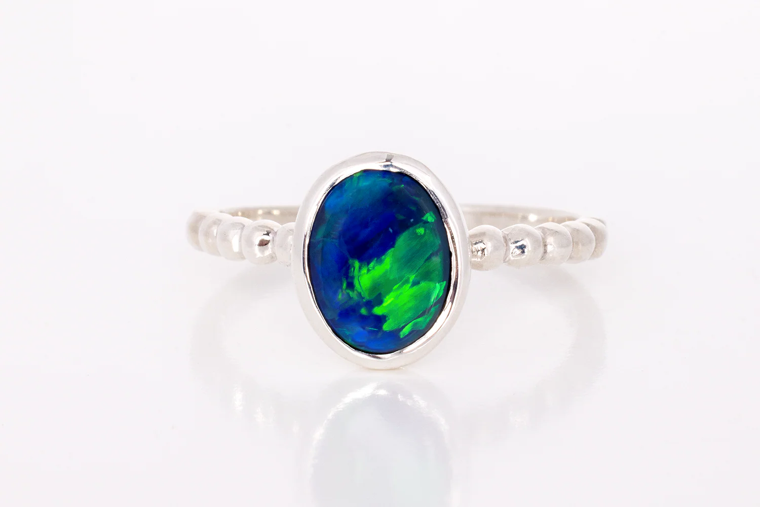 Tatiana Ring Sterling Silver with 1.38 ct Black Opal
