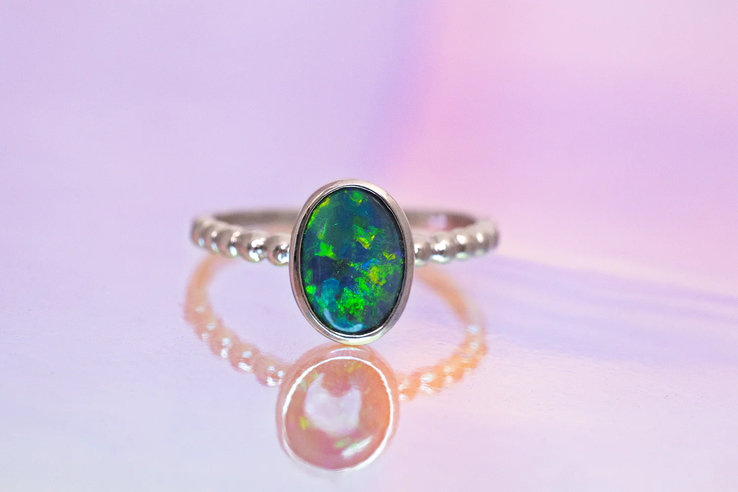 Tatiana Ring White Gold with 0.95ct Black Opal