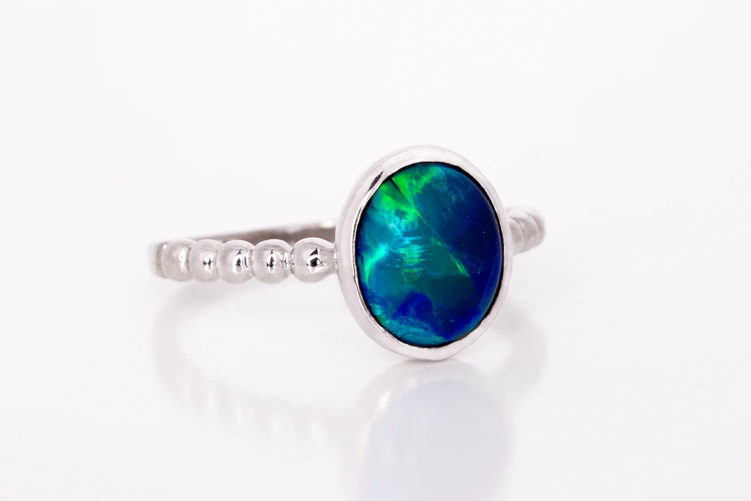Tatiana Ring White Gold with 1.81 ct Black Opal