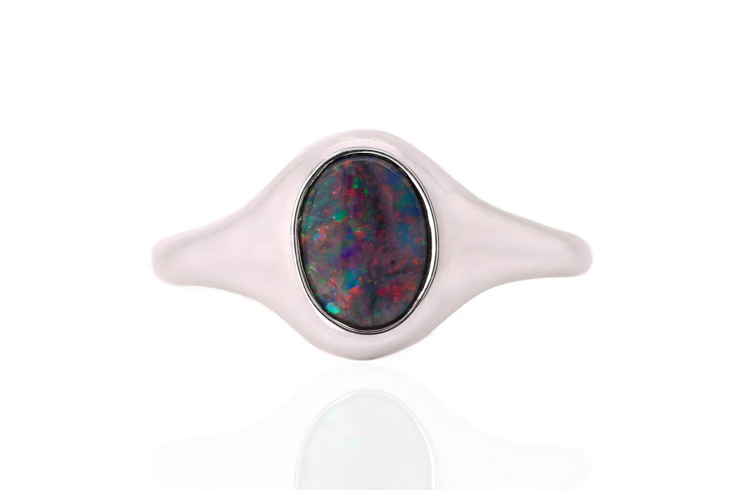 Valentina Petite — Sterling Silver 0.65 ct Black Opal Ring